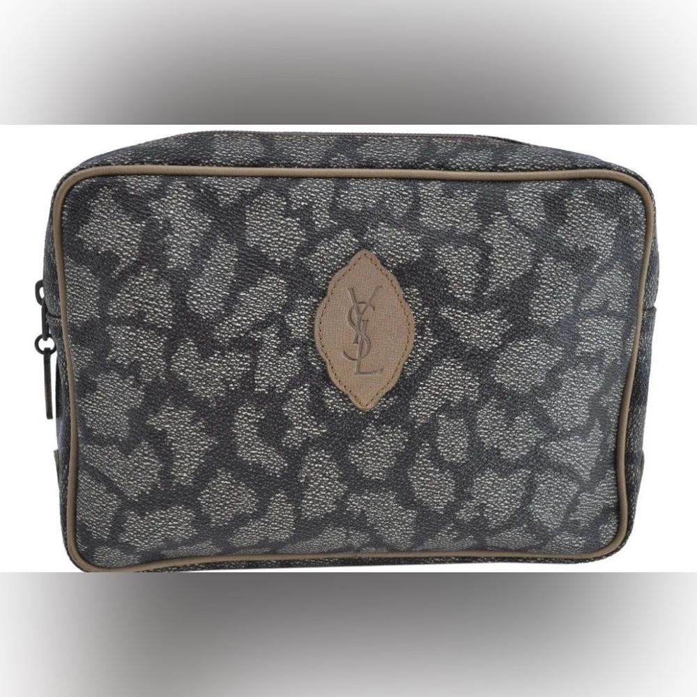 YVES Saint Laurent Coated Canvas Clutch/Handbag/Toiletry/ Cosmetic Bag